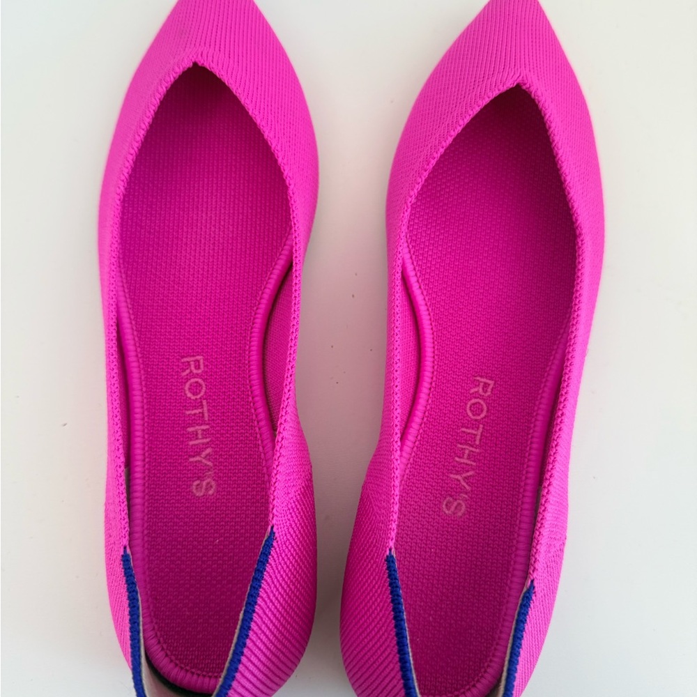 Rothy's ‘The Point’ Limited Edition Bright Pink Pointed Toe Flats - Picture 5 of 8